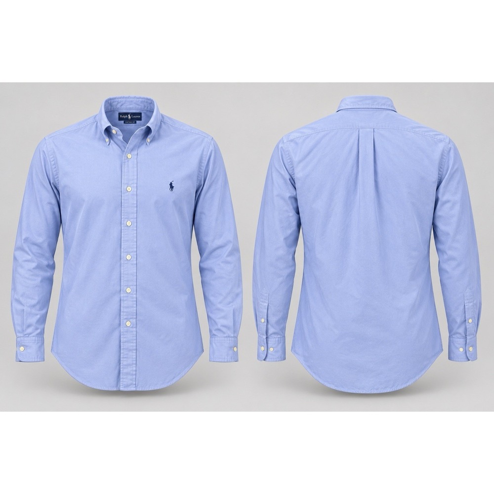 Ralph Lauren Polo Men's Custom Fit Button Down Light Blue Dress Shirt 15.5 32/33